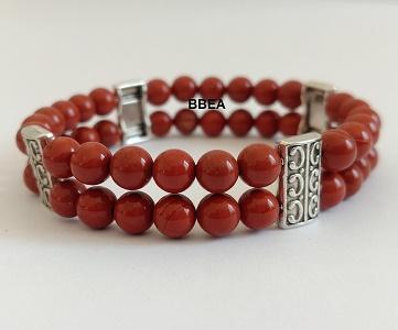 Bracelet double jaspe rouge 2 